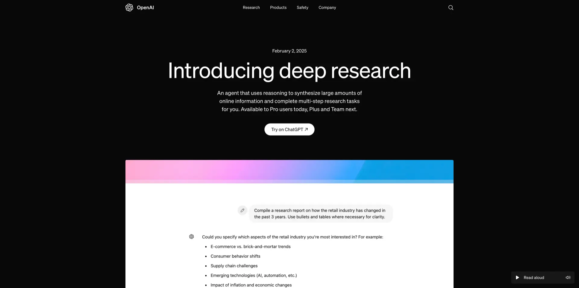 Deep Research:OpenAI推出的AI智能体,可执行多步骤研究任务