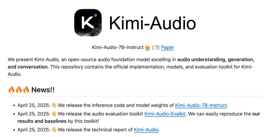 MoonshotAI开源Kimi-Audio,重新定义音频处理领域