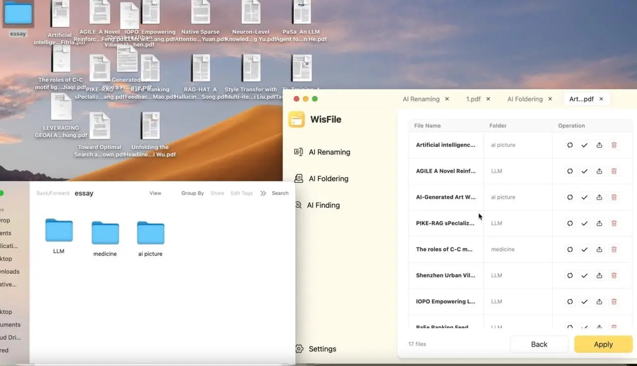 WisFile:免费AI批量重命名+归类文件的工具