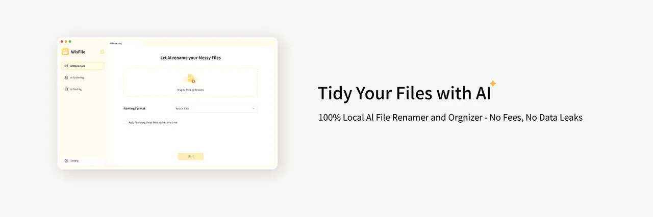 WisFile:免费AI批量重命名+归类文件的工具