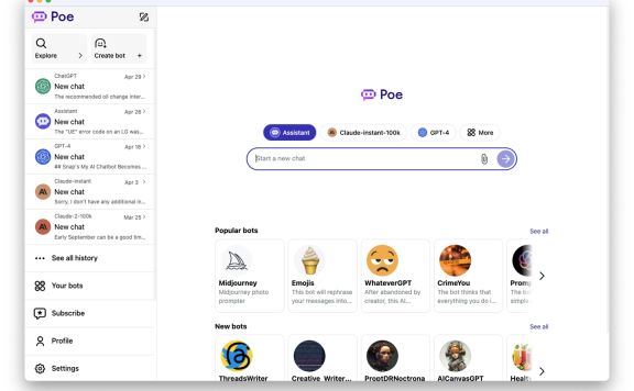 AI 聊天机器人平台 Poe 推出多项更新，新增 Mac 应用和 Llama 2 模型