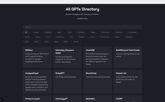 AllGPTs - 汇聚全球最全面的 GPTs 工具