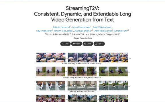 StreamingT2V-AI视频生成模型,支持生成2分钟视频