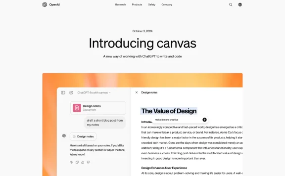 ChatGPT重磅更新：Canvas功能全面上线，编程与写作更加智能