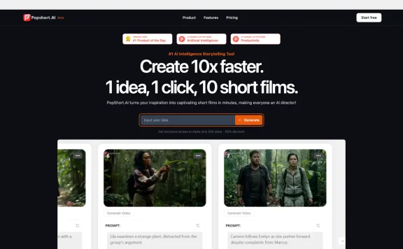 PopShort AI:AI短剧创作平台,将你的创意快速生成优秀的短剧