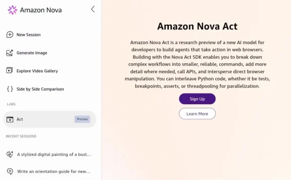 Nova Act:Amazon推出的 AI 智能体,可操控网页浏览器模拟人类完成任务