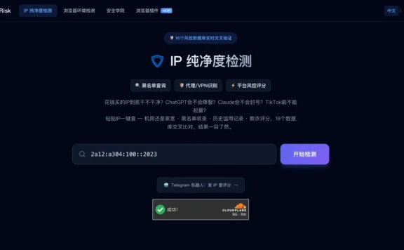 IPRisk.top - 免费专业的IP纯净度检测工具