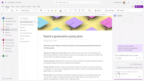 微软笔记应用 OneNote 整合 AI 工具 Copilot：可生成会议要点、帮助规划旅游攻略等
